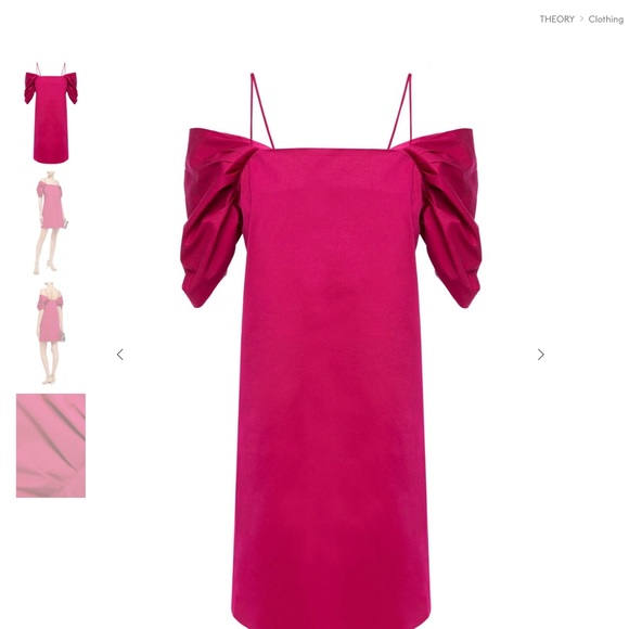 Theory off-shoulder dress fuchsia M pop draped - Picture 6 of 6